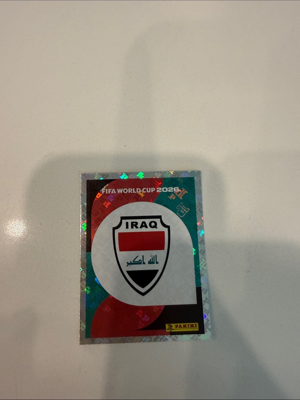 Panini Iraq Crest Holographic Sticker - Red, White, Black